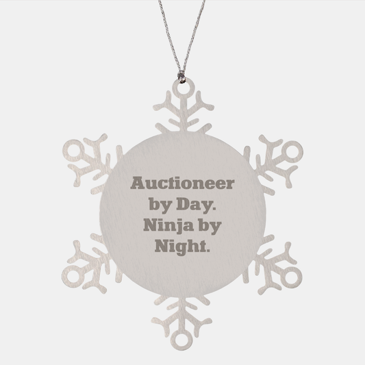 Auctioneer By Day Ninja By Night Snowflake Ornament Gifts for Men Christmas - Image 1