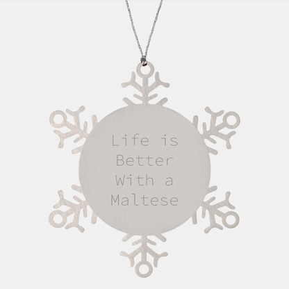 Maltese Dog Snowflake Ornament Gifts from Family for Christmas - Image 1