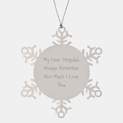 Funny Stepdad Gifts from Men - My Dear Stepdad Snowflake Ornament, Christmas Unique Presents for Him - Image 1