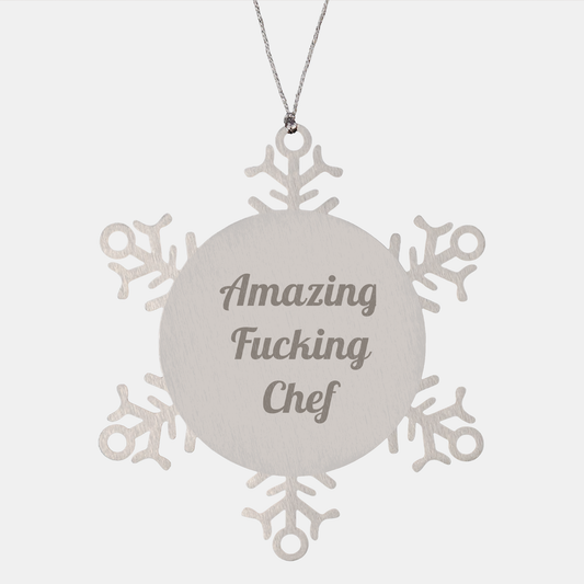 Funny Chef Gifts | Amazing F--ing Chef Snowflake Ornament | Hilarious Christmas Unique Gifts for Chefs - Image 1