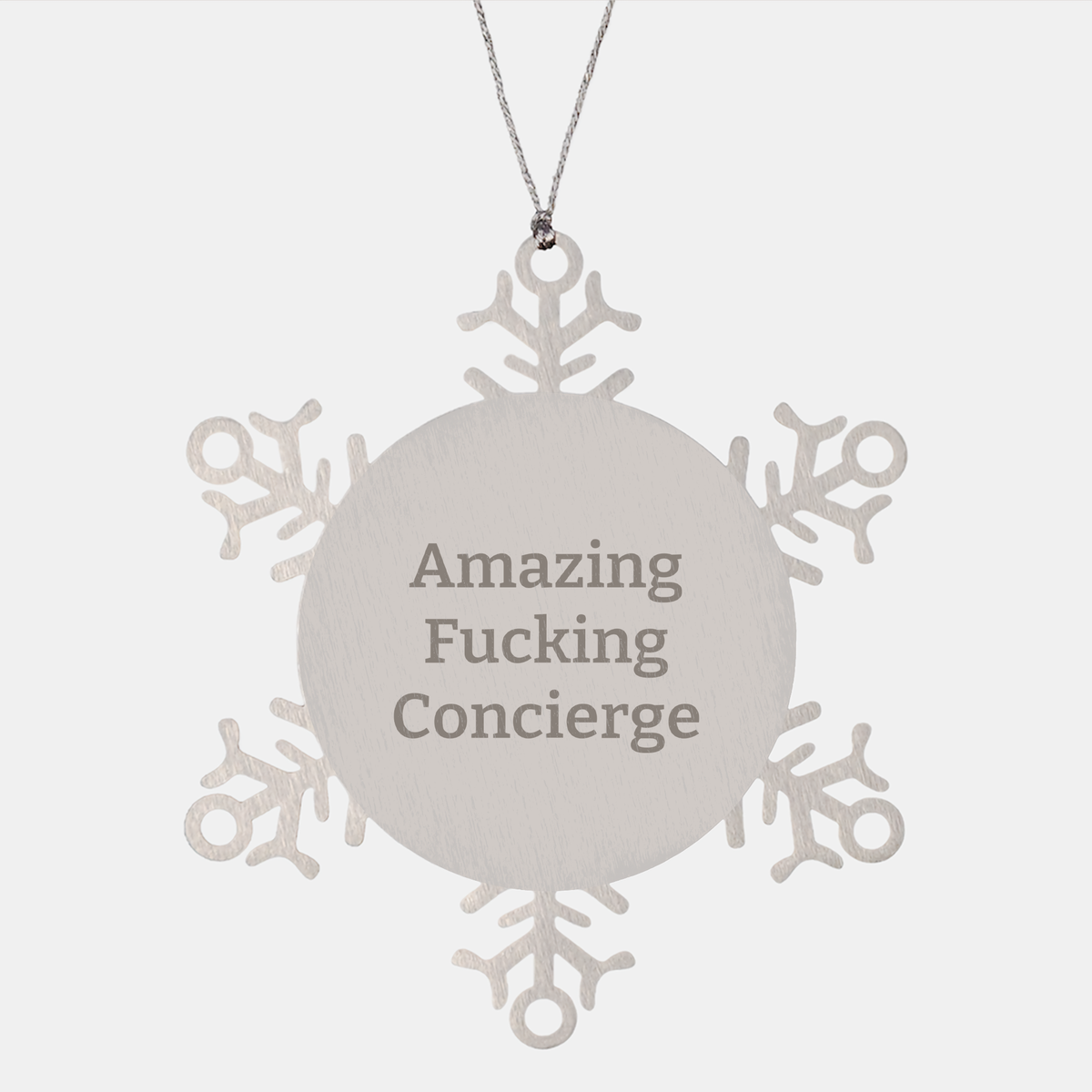 Funny Christmas Unique Gifts from Men to Concierge - Snowflake Ornament with Amazing F--king Concierge Quote, Gift for Concierge Partners, Family, or Friends - Unique Concierge Snowflake Ornament - Image 1