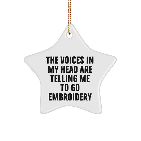 Embroidery Gifts from Friends, Star Ornament with Funny Quote, Christmas Unique Gifts - Image 1
