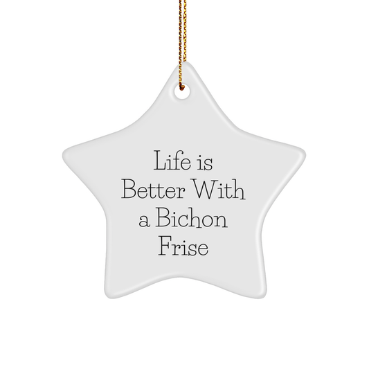 Celebrate Life with a Bichon Frise Dog: Funny Star Ornament Gifts for Bichon Frise Owners, Best Friend Christmas Unique Gifts for Dog Lovers from Santa, Gifts for Dog Parents, Unique Holiday Presents - Image 1