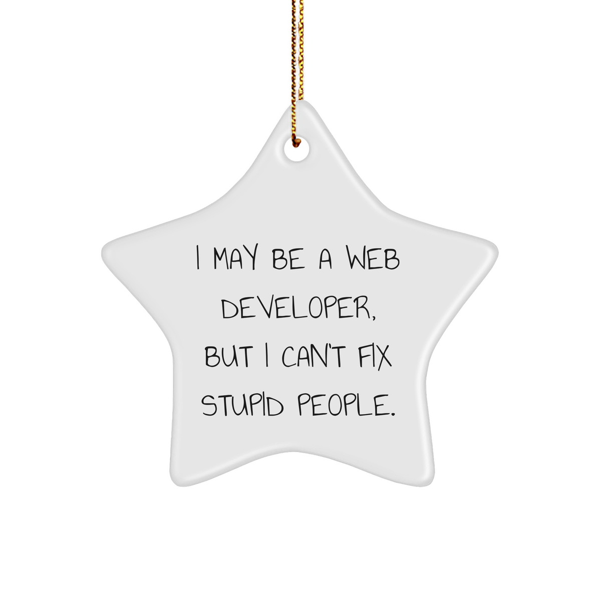 Funny Web Developer Gifts from Friends, Christmas Star Ornament for Men, 'I May Be A Web Developer, But I Can't Fix Stupid People.' Quote, Perfect for Coworkers, Family, and Web Developers - Image 1