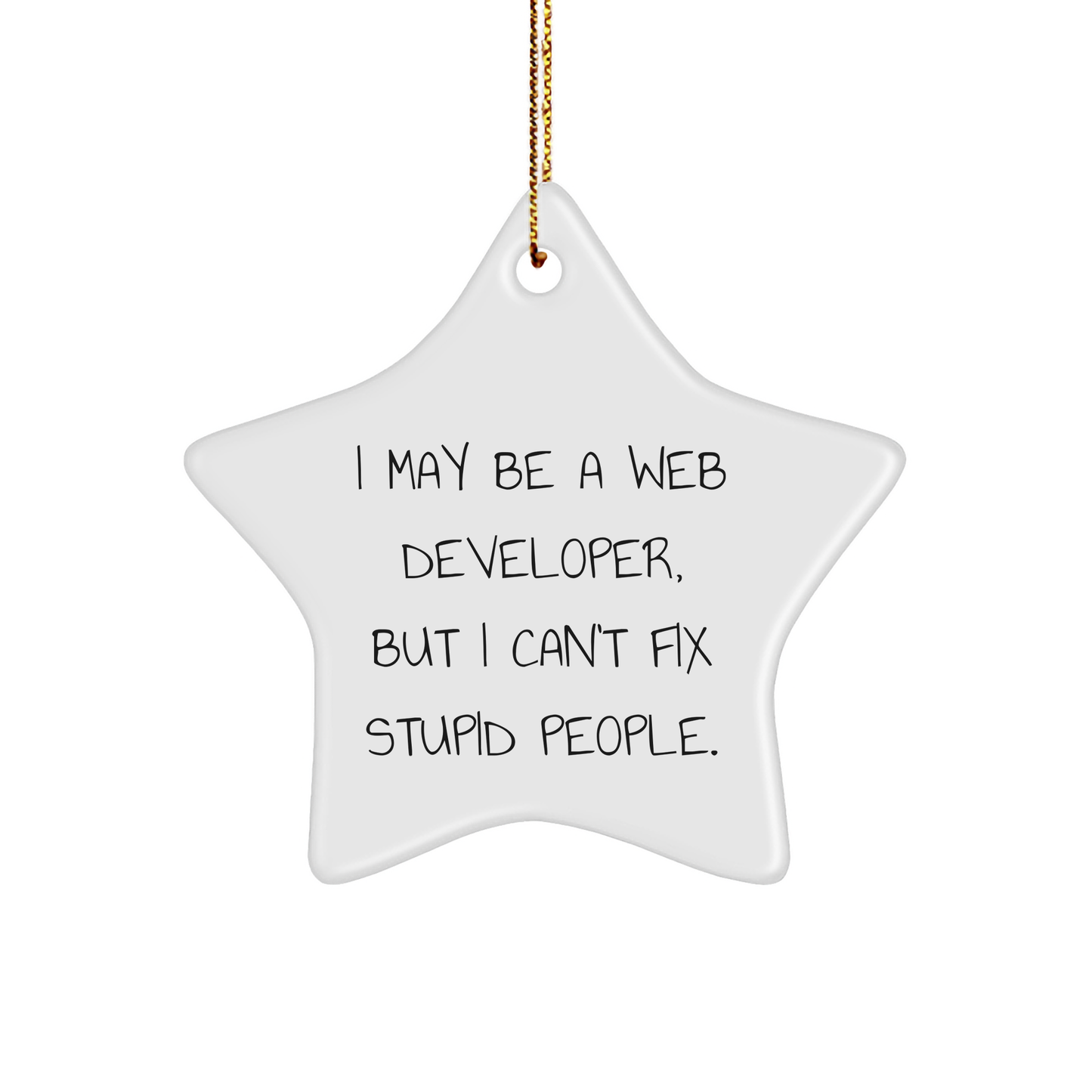 Funny Web Developer Gifts from Friends, Christmas Star Ornament for Men, 'I May Be A Web Developer, But I Can't Fix Stupid People.' Quote, Perfect for Coworkers, Family, and Web Developers - Image 1