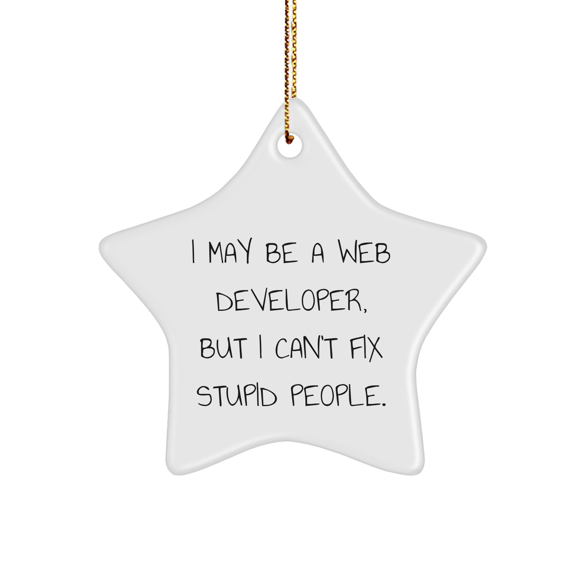 Funny Web Developer Gifts from Friends, Christmas Star Ornament for Men, 'I May Be A Web Developer, But I Can't Fix Stupid People.' Quote, Perfect for Coworkers, Family, and Web Developers - Image 1