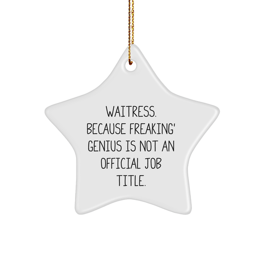 Waitress Star Ornament, Funny Quote, Gifts from Friends to Family for Christmas - Image 1