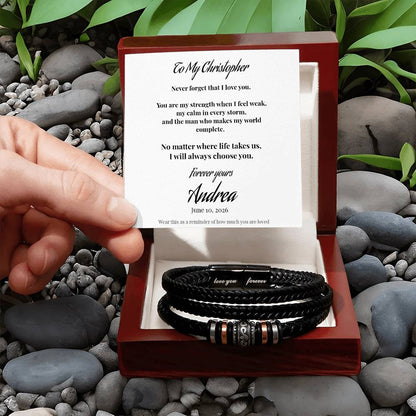 To My Husband “I Will Always Choose You” Personalized Men’s Bracelet Gift From Wife