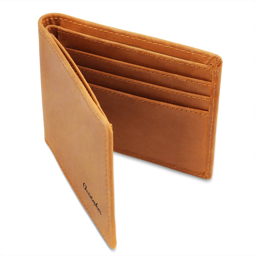 👜 Personalized Full Grain Leather Wallet – Add His Name for a Timeless Gift 👜