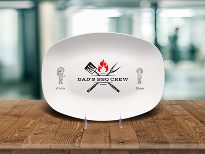 Personalized "Dad's BBQ Crew" Serving Platter – Classic White