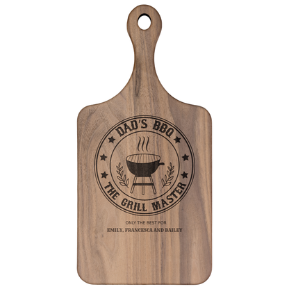 🔥 Personalized Hardwood Paddle Cutting Board — Grill Master Edition 🔥