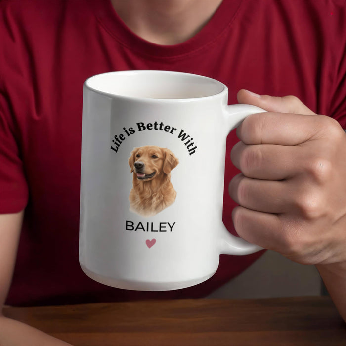 Personalized Painted Pet Portrait Mug – Life Is Better With