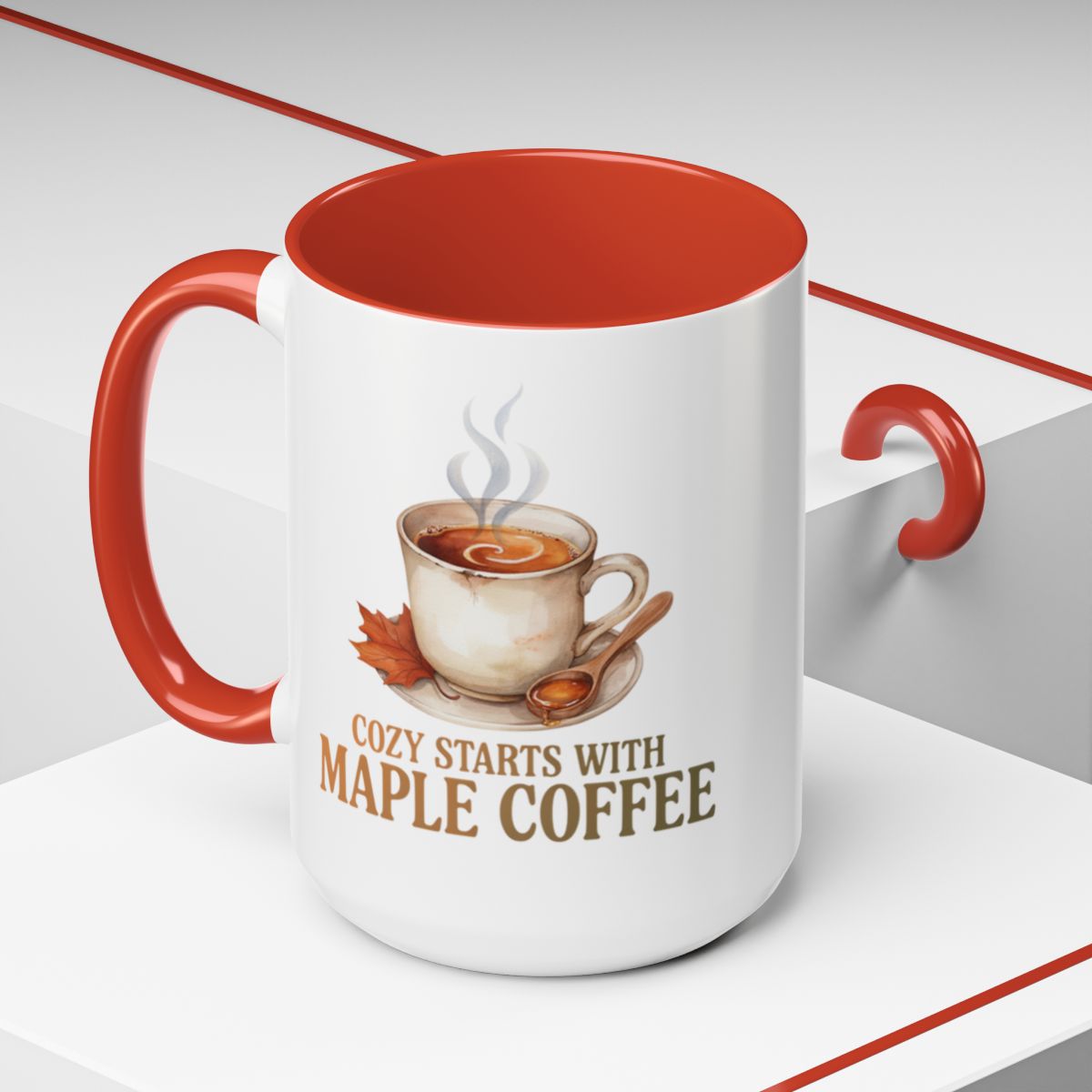 Cozy Starts With Maple Coffee Two-Tone Ceramic Mug | Autumn Coffee Lover Gift