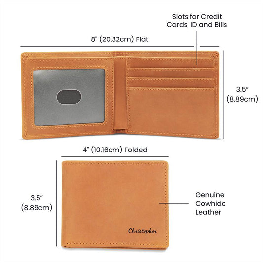 👜 Personalized Full Grain Leather Wallet – Add His Name for a Timeless Gift 👜