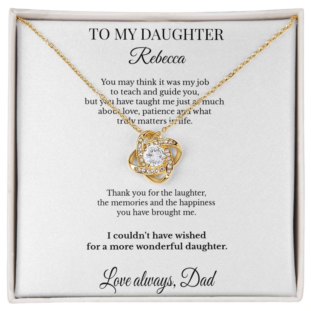 LK26DD05 Personalized To My Daughter Necklace From Dad – Thank You for Being My Daughter Love Knot Gift