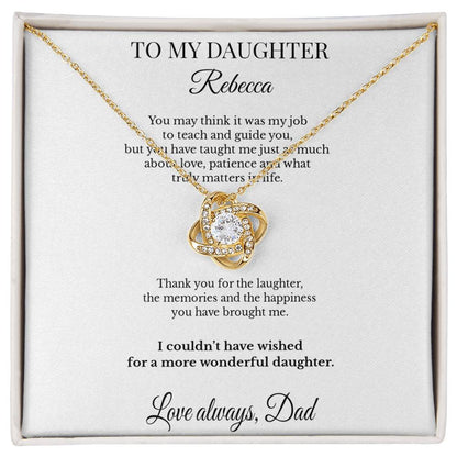 LK26DD05 Personalized To My Daughter Necklace From Dad – Thank You for Being My Daughter Love Knot Gift