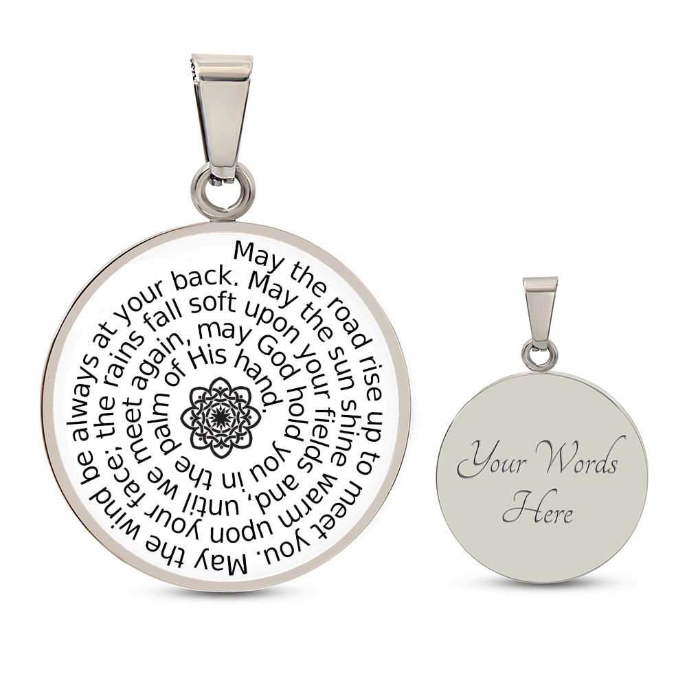 Personalizable Irish Blessing Spiral Pendant – Surgical Steel & 18K Gold Finish