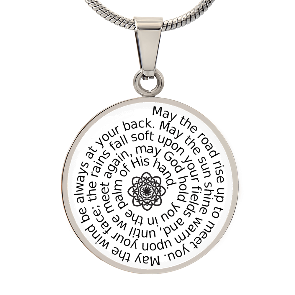 Personalizable Irish Blessing Spiral Pendant – Surgical Steel & 18K Gold Finish