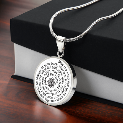 Personalizable Irish Blessing Spiral Pendant – Surgical Steel & 18K Gold Finish