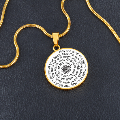 Personalizable Irish Blessing Spiral Pendant – Surgical Steel & 18K Gold Finish