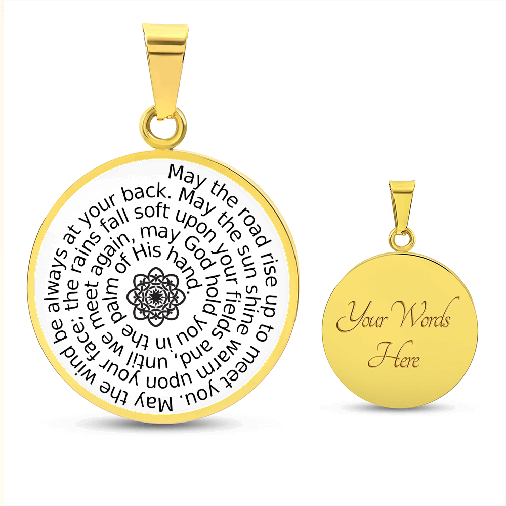 Personalizable Irish Blessing Spiral Pendant – Surgical Steel & 18K Gold Finish