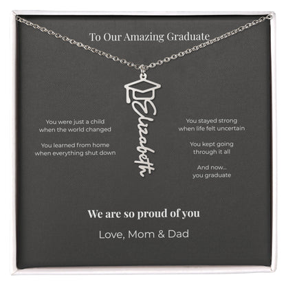 Personalized Graduation Name Necklace with Cap – Class of 2026 Gift for Daughter or Son from Parents