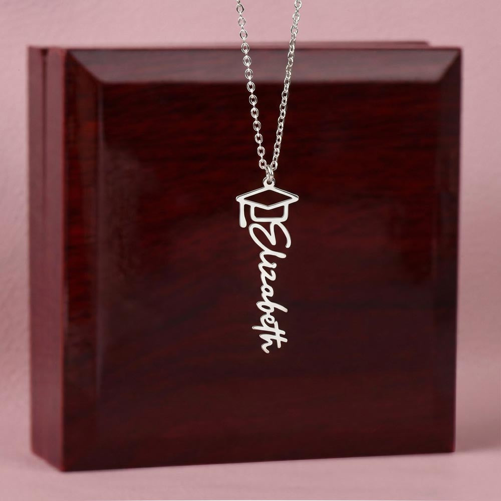 Personalized Graduation Name Necklace with Cap – Class of 2026 Gift for Daughter or Son from Parents