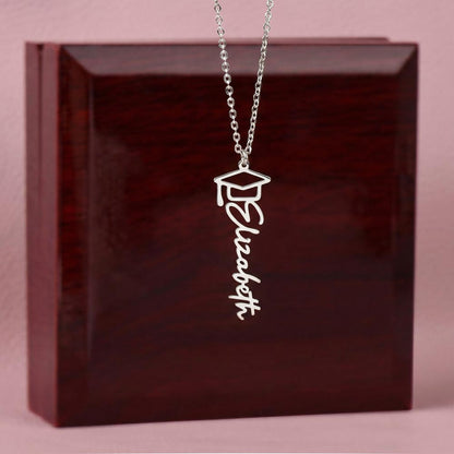 Personalized Graduation Name Necklace with Cap – Class of 2026 Gift for Daughter or Son from Parents