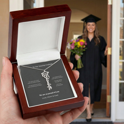 Personalized Graduation Name Necklace with Cap – Class of 2026 Gift for Daughter or Son from Parents