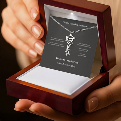 Personalized Graduation Name Necklace with Cap – Class of 2026 Gift for Daughter or Son from Parents