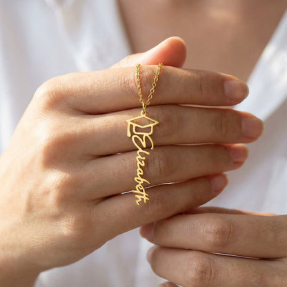 Personalized Graduation Name Necklace with Cap – Class of 2026 Gift for Daughter or Son from Parents