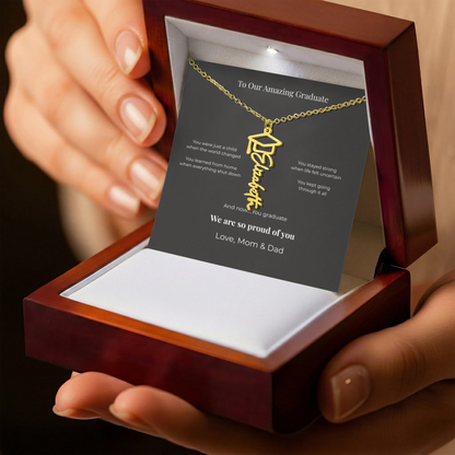 Custom Graduation Name Necklace with Cap – Personalized Class of 2026 Gift