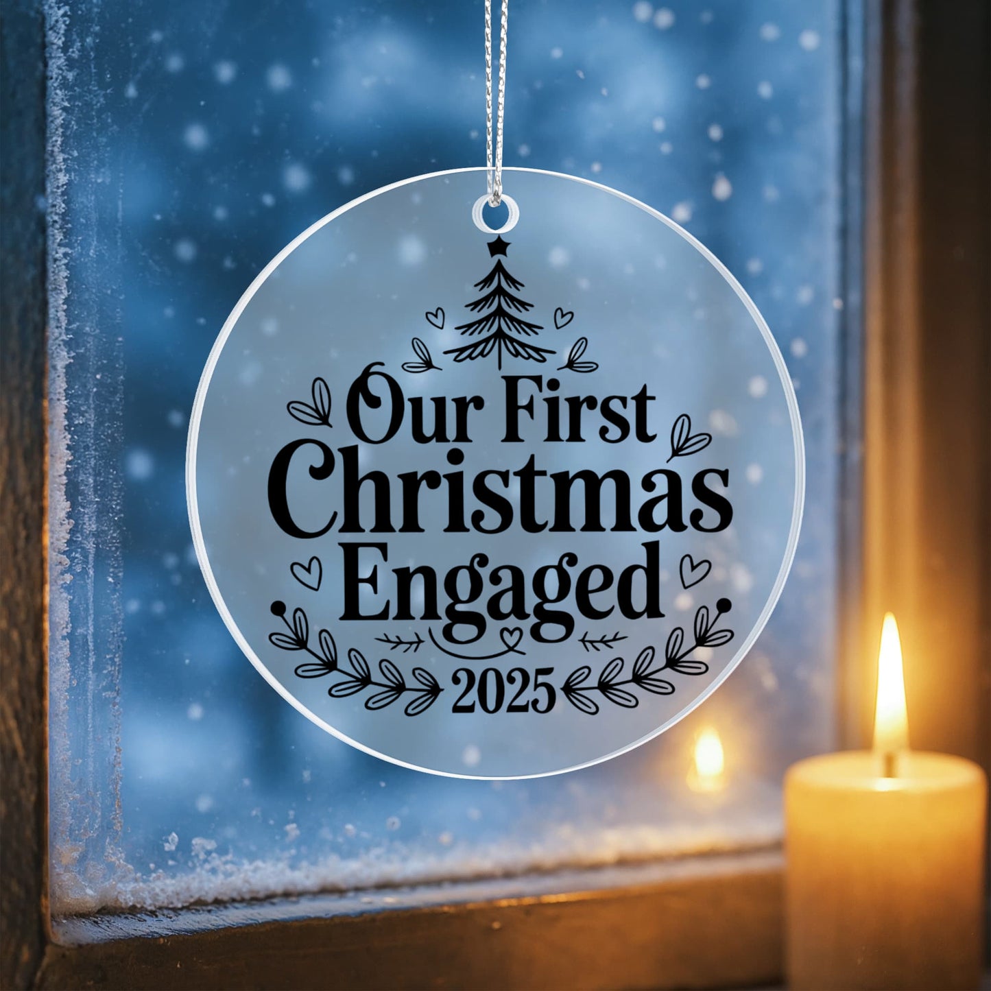 ✨ Our First Christmas Engaged 2025 Ornament – Elegant Clear Acrylic Keepsake