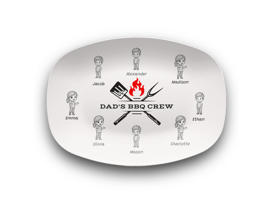 Personalized "Dad's BBQ Crew" Serving Platter – Classic White