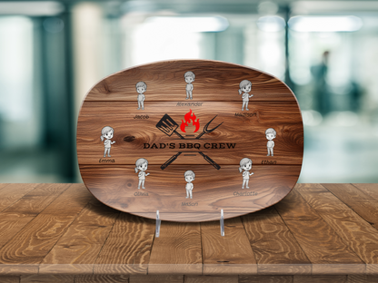Personalized "Dad's BBQ Crew" Unbreakable Serving Platter – Add Up to 8 Kids' Names