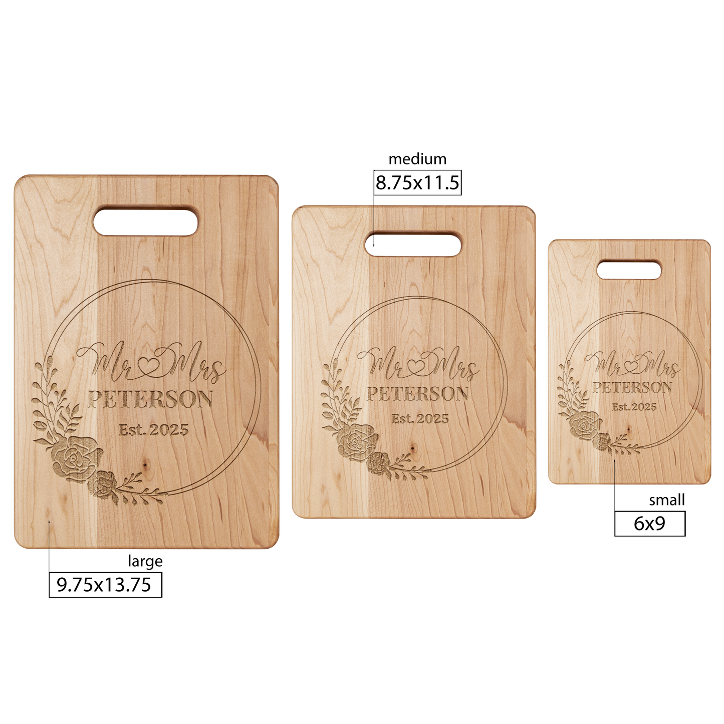 Mr & Mrs Personalized Maple Cutting Board – Custom Name & Wedding Year | Handcrafted Wedding Gift | Made in USA