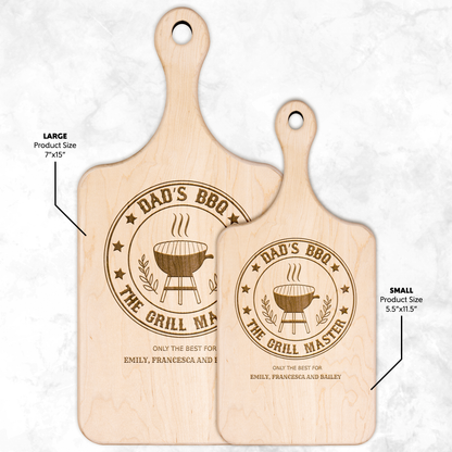 🔥 Personalized Hardwood Paddle Cutting Board — Grill Master Edition 🔥