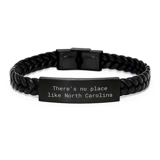 North Carolina Interlaced Leather Bracelet Gifts for Men Friends from Carolina, Unique Graduation Unique Gifts, Quote 'There's No Place Like North Carolina' - Image 1