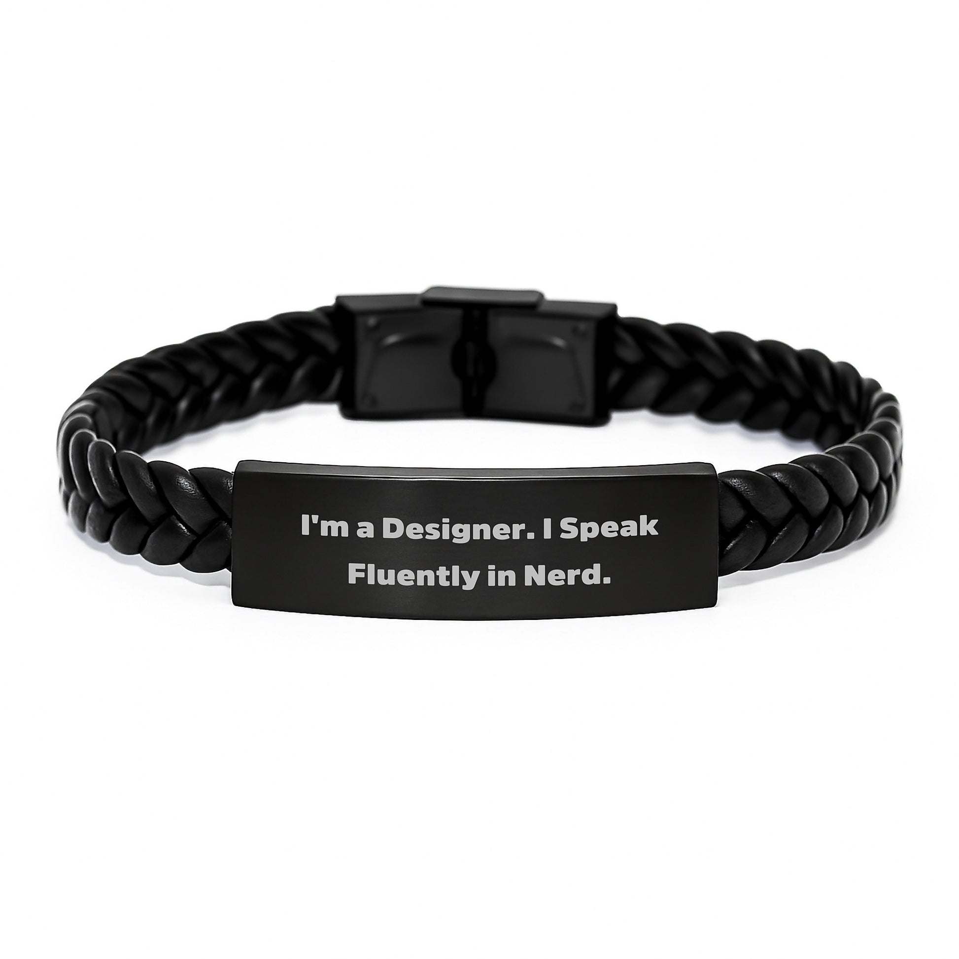 Funny Designer Gifts, I'm A Designer. I Speak Fluently In genius., Interlaced Leather Bracelet for Graduation, Gifts from Friends, Gifts for Designer - Image 1