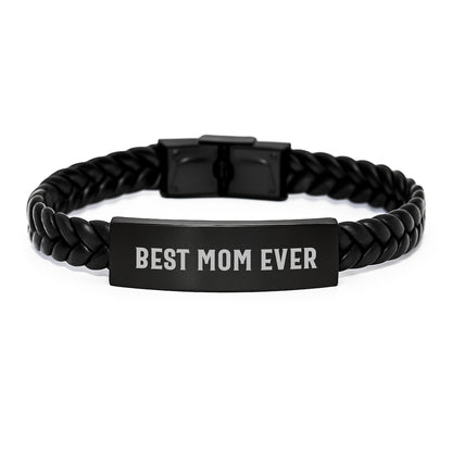 Gifts from Mom to Best Mom Ever - Interlaced Leather Birthday Jewelry, Funny Quote 'Best Mom Ever' - Unique Mom Gifts for Her - Image 1