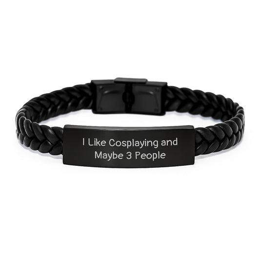 Cosplaying Interlaced Leather Bracelet, Funny Quote Gift for Men, Women, Friends, Coworkers, Birthday Unique Gifts from Family - Image 1