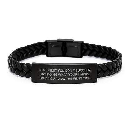 Funny Umpire Gifts for Umpires, Interlaced Leather Bracelet for Graduation Unique Gifts from Friends, Family to Men, Women, Umpires - Image 1