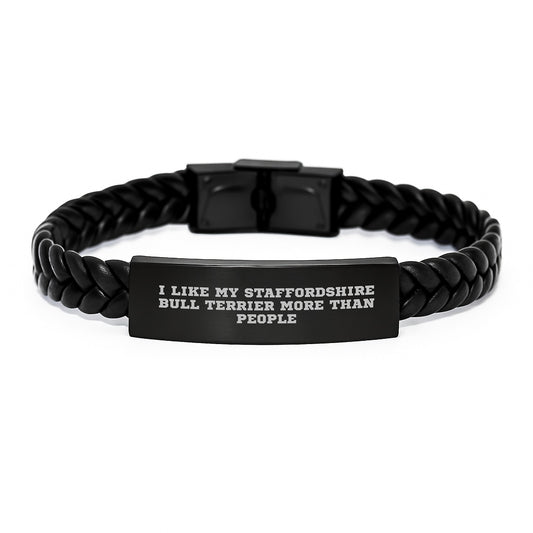 Funny Staffordshire Bull Terrier Dog Gifts for Men, 'I Like My Staffordshire Bull Terrier More Than People' Birthday Unique Gifts from Dad to Son - Image 1