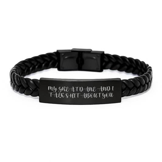 Funny Great Dane Dog Gifts for Men from Family - Interlaced Leather Bracelet with Quote 'My Great Dane And I Talk Shit About You' for Graduation - Image 1