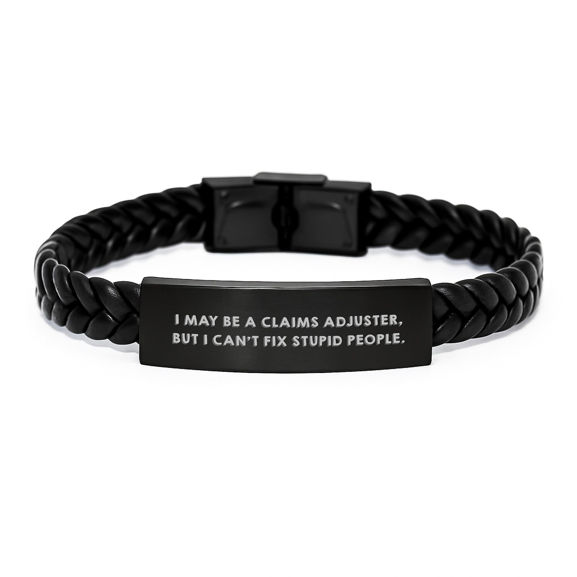 Claims Adjuster Humor Interlaced Leather Gift, Funny Quote for Men, Gifts from Friends, Gifts for Claims Adjuster Graduates, Unique Leather Cuff - Image 1