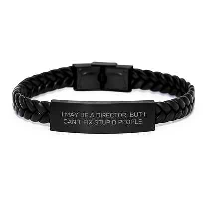 Funny Director Gifts for Men, 'I May Be A Director, But...' Interlaced Leather Bracelet, Graduation Unique Gifts from Friends, Coworkers, Family - 7.87 inches - Image 1