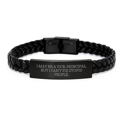 Vice-principal Funny Quote Interlaced Leather Bracelet Gifts for Men, Women, Friends, Coworkers, Family - Unique Graduation Unique Gifts from Family, Friends, Coworkers, Men - Image 1