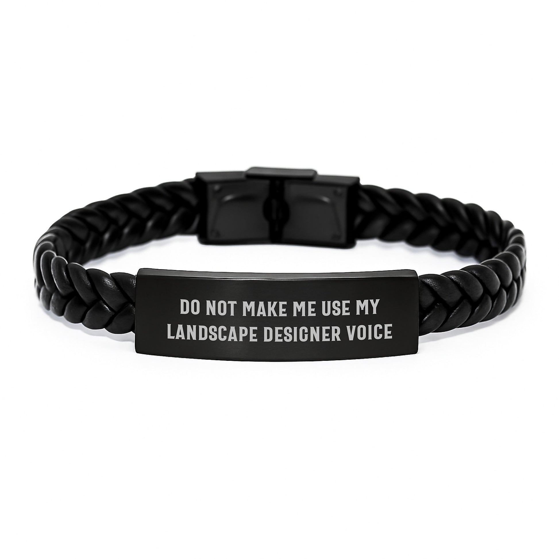 Funny Landscape Designer Gifts for Men, Interlaced Leather Bracelet with Quote 'Do Not Make Me Use My Landscape Designer Voice' for Graduation - Image 1