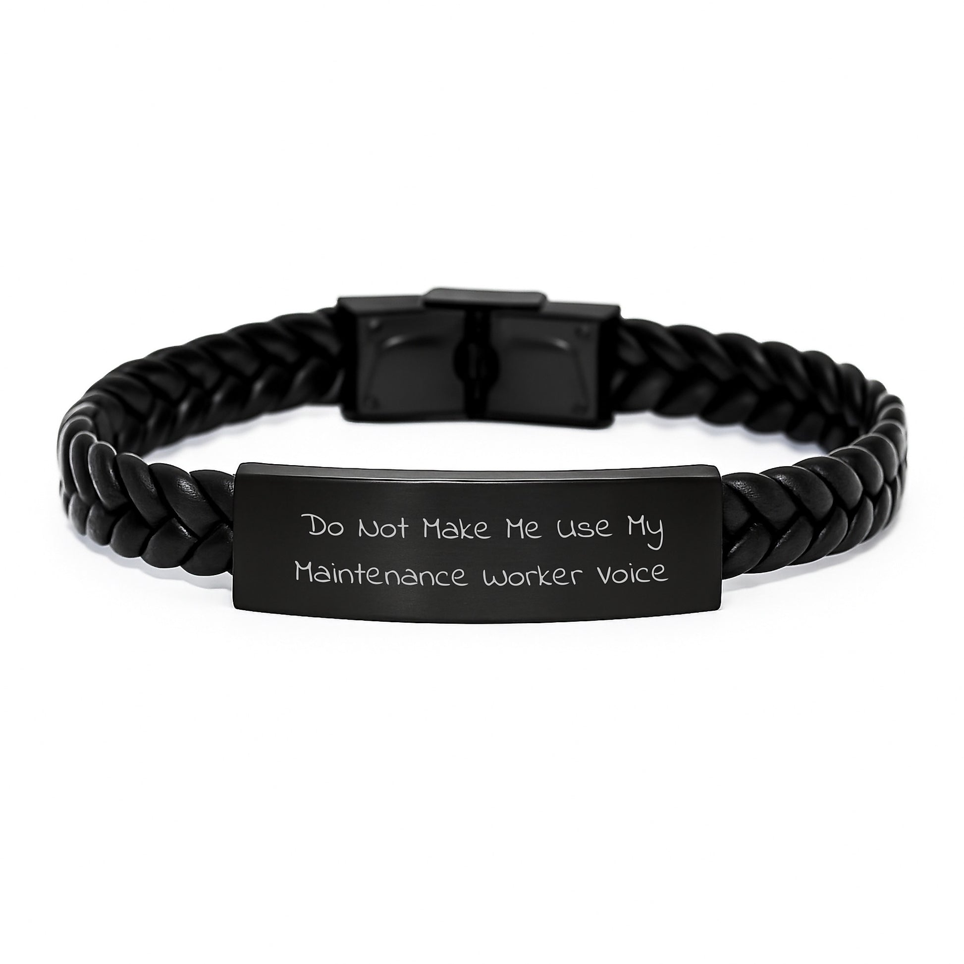 Gifts from Friends, Family, or Coworkers - Do Not Make Me Use My Maintenance Worker Voice Interlaced Leather Bracelet for Men, Maintenance Worker Gifts for Graduation - Image 1