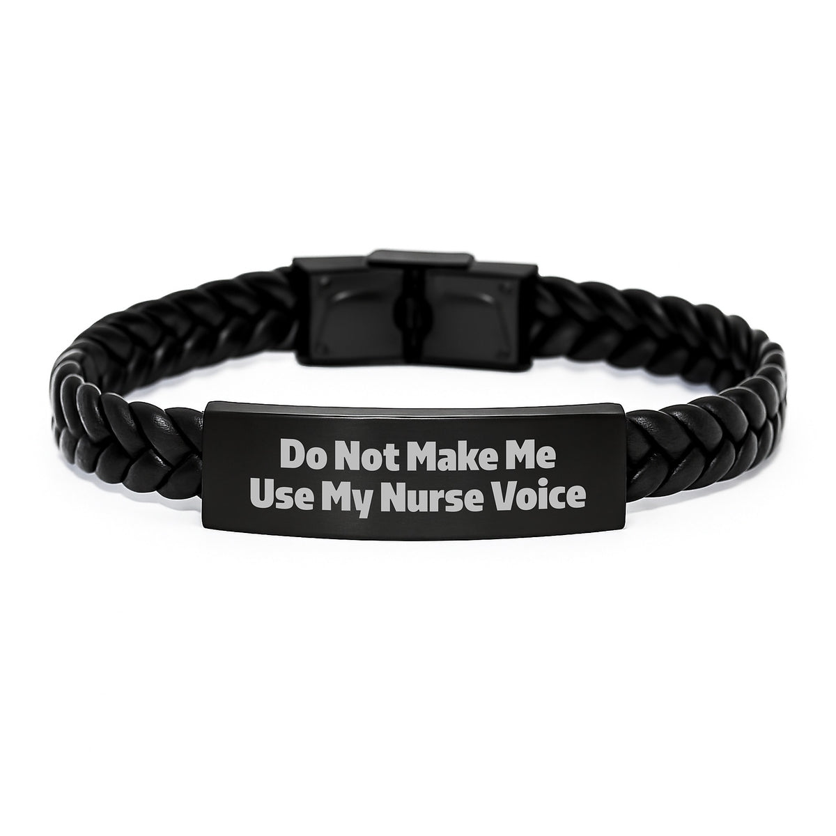 Nurse Gifts for Men, Women, Coworkers, Family - Funny Interlaced Leather Bracelet with 'Do Not Make Me Use My Nurse Voice' Quote, Graduation Unique Gifts - Image 1